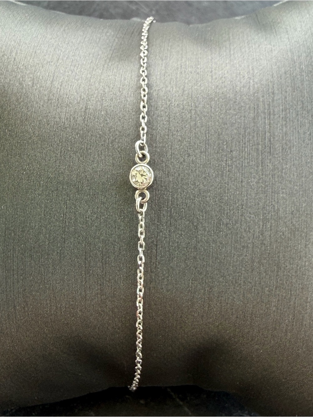Delicate 14kt. White Gold Chain with Bezel set Diamond  bracelet
